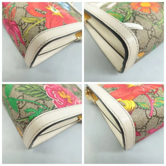 100% Authentic GUCCI Ophidia Chain Brown Flora Canvas Shoulder Bag - Picture 6 of 12